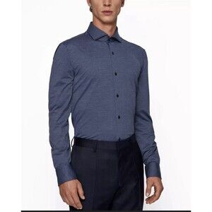 Hugo Boss BOSS Men Jason Slim-Fit Shirt Blue Size 39 (15 1/2 US)